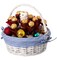 Traditional White Round Willow Gift Basket with Gingham Liner and Sturdy Foldable Handles, Food Snacks Storage Basket